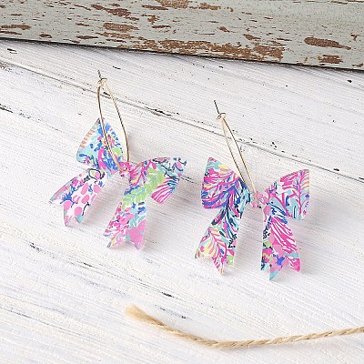 Bowknot Acrylic Hoop Earrings FS-WGD1738-01-1