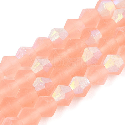 Imitate Austrian Crystal Bicone Frosted Glass Beads Strands GLAA-F029-TM4mm-A15-1