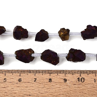 Electroplate Raw Rough Natural Amethyst Beads Strands G-Q610-06B-1