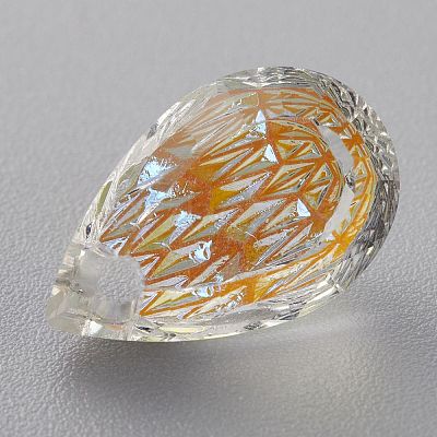 Embossed Glass Rhinestone Pendants GLAA-J101-05A-001SI-1