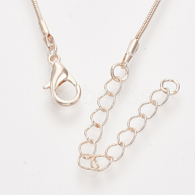 Brass Round Snake Chain Necklaces X-MAK-T006-11A-RG-1