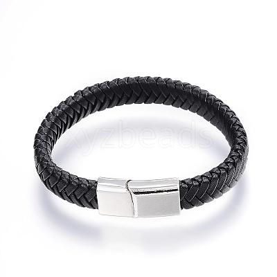 Braided Leather Cord Bracelets BJEW-P099-05B-1