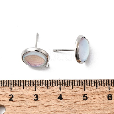 Brass Glass Stud Earrings KK-F916-04P-1