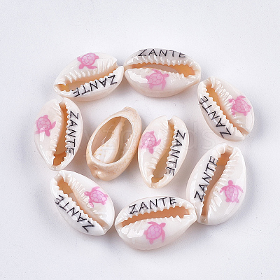 Printed Cowrie Shell Beads SHEL-S276-12D-1