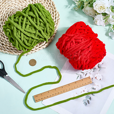2 Skeins 2 Colors Super Bulky Chenille Polyester Yarn OCOR-CY0002-63B-1