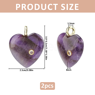 2Pcs Natural Amethyst Pendants G-FH0002-76A-1