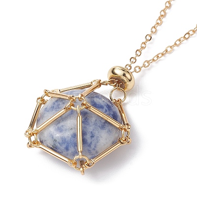 Stainless Steel Macrame Pouch Empty Stone Holder for Pendant Necklace Making NJEW-JN04532-01-1