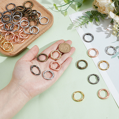 100Pcs 5 Colors Zinc Alloy Spring Gate Rings FIND-GO0004-54-1