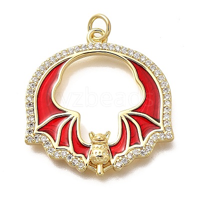 Brass Micro Pave Cubic Zirconia Pendants KK-Q043-20G-01-1
