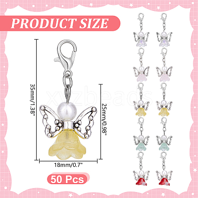 50Pcs Angel Glass Pendant Decoration HJEW-HY00158-1