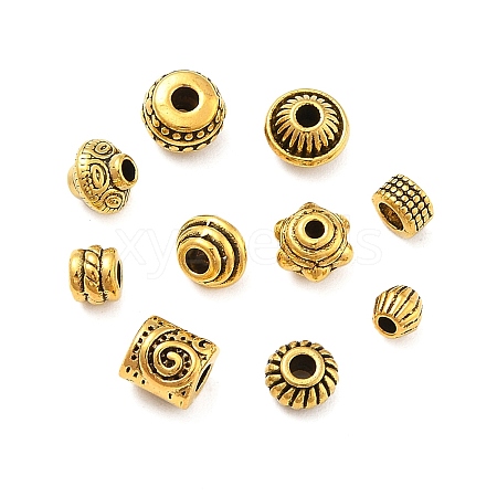   500Pcs 10 Styles Tibetan Style Alloy Spacer Beads TIBEB-PH0004-97-1