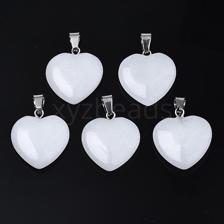 Heart Natural White Jade Pendants X-G-Q438-01-1