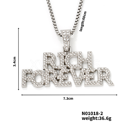 Alloy Crystal Rhinestone 3D English Rich Forever Pendant Necklaces KK1216-2-1