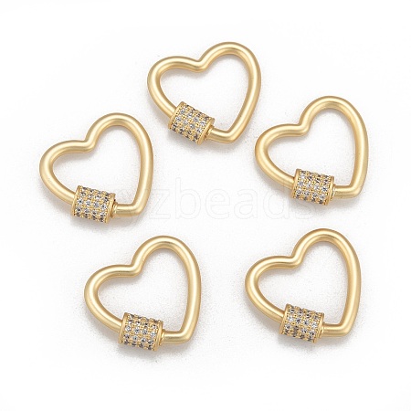 Brass Micro Pave Cubic Zirconia Screw Carabiner Lock Charms ZIRC-G160-23G-1