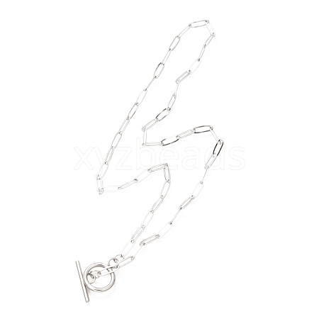 Unisex 304 Stainless Steel Paperclip Chain Necklaces NJEW-H215-04P-1