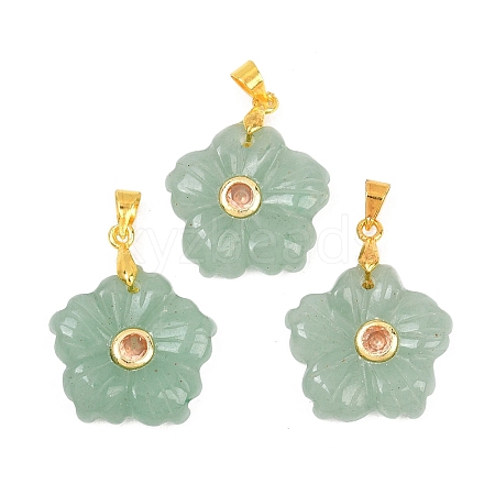Natural Green Aventurine Carved Pendants G-A315-01G-09-1