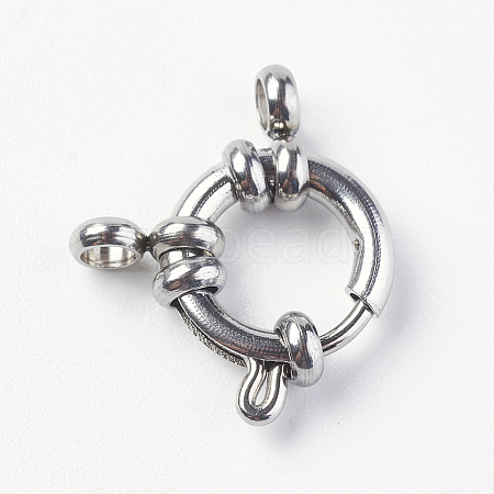 Tarnish Resistant 304 Stainless Steel Smooth Surface Spring Ring Clasps LS-STAS-E143-02A-P-1
