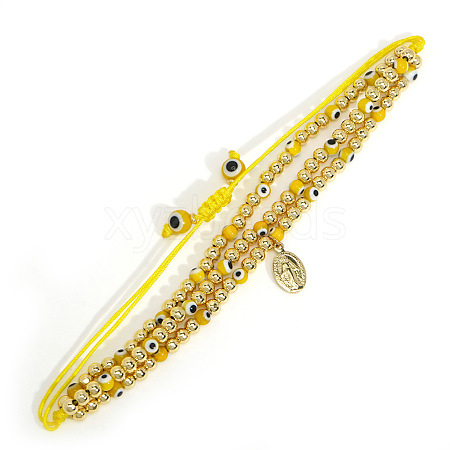 18K Gold Plated Brass Beaded Braided Bead Bracelets VH4974-2-1