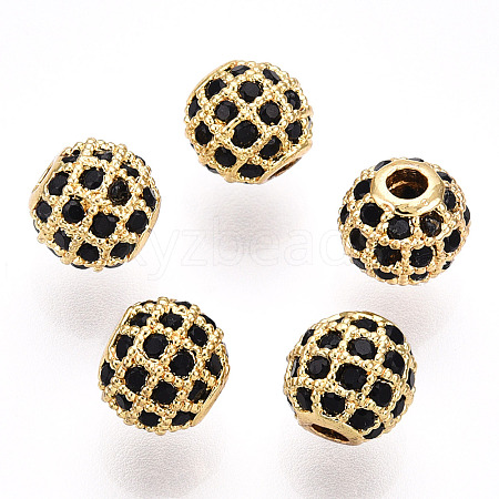 Rack Plating Brass Cubic Zirconia Beads ZIRC-S001-6mm-B02-1