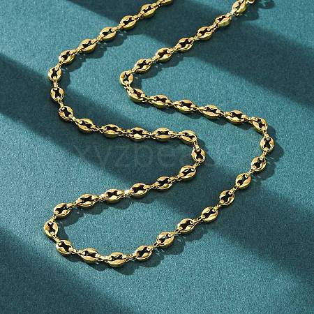 304 Stainless Steel Coffee Bean Chain Necklaces NJEW-C073-11G-1