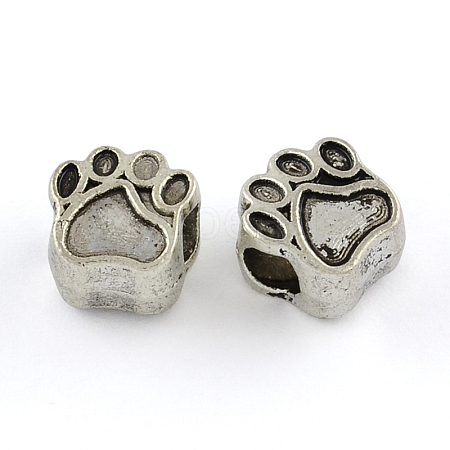 Tibetan Style Zinc Alloy Dog Paw Prints European Beads MPDL-R038-008AS-RS-1