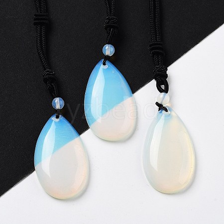 Synthetic Opalite Pendant Necklace with Nylon Cord for Women NJEW-L464-A01-1