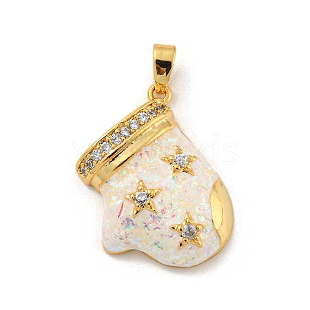 Christmas Brass Micro Pave Cubic Zirconia Pendants KK-H468-02A-01G-1
