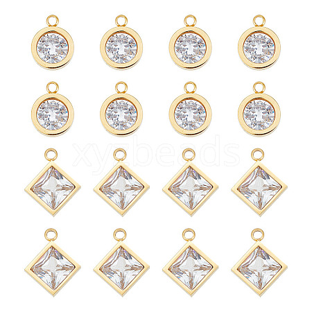 Unicraftale 16Pcs 4 Style 304 Stainless Steel Rhinestone Charms STAS-UN0055-94-1