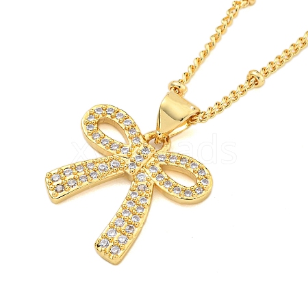 Brass Micro Pave Clear Cubic Zirconia Pendant Necklaces NJEW-M220-05A-G-1