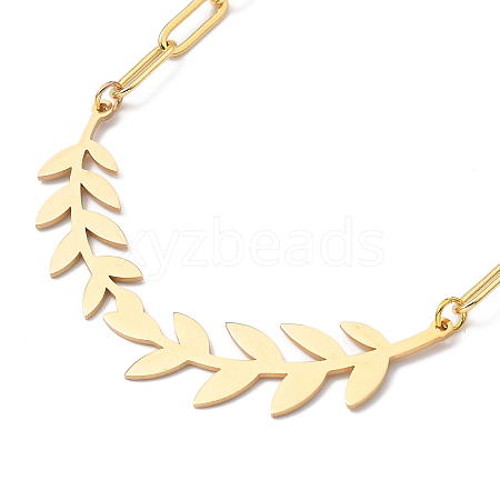 201 Stainless Steel Olive Branch Pendant Necklaces NJEW-JN03071-1