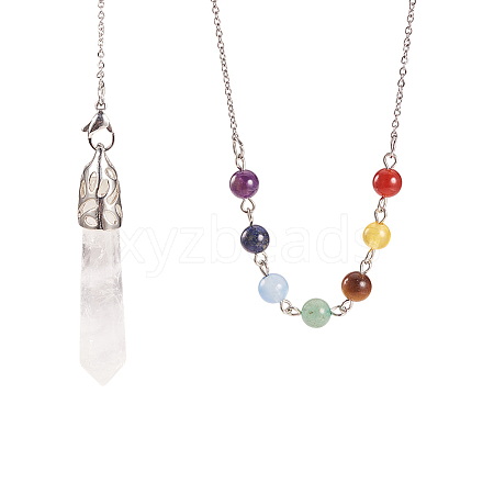  Chakra Natural & Synthetic Mixed Stone Pointed Dowsing Pendulums PALLOY-NB0001-10-1