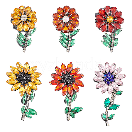 6Pcs 6 Style Sunflower Pattern Felt Ornament Accessories PATC-FG0001-26-1