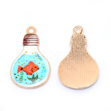 Japanese Style Print Alloy Enamel Pendants ENAM-N056-211C-RS-1