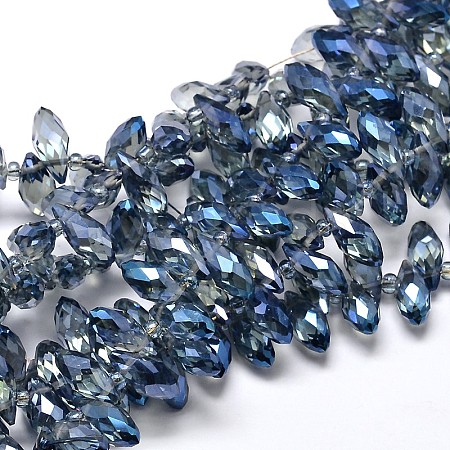 Faceted Teardrop Full Rainbow Plated Electroplate Glass Beads Strands EGLA-J131-FR10-1