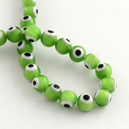 Round Handmade Evil Eye Lampwork Beads LAMP-R114-6mm-10-1