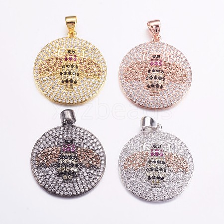 Brass Micro Pave Cubic Zirconia Pendants ZIRC-G128-11-1