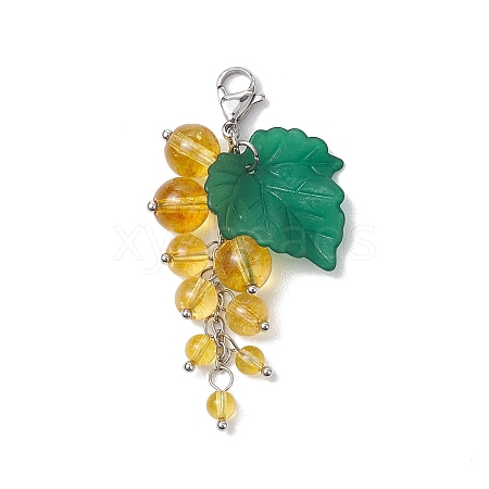 Grape Synthetic Citrine Pendant Decorations HJEW-TA00266-04-1