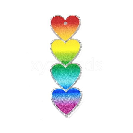 Valentine's Day Theme Gradient Color Acrylic Pendants OACR-Q100-11B-1