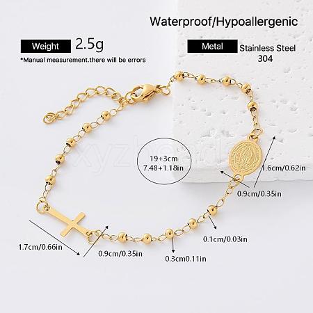 304 Stainless Steel Oval with Religion Virgin Link Bracelets for Women YL3658-5-1