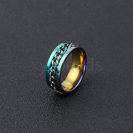304 Stainless Steel Rotatable Chain Finger Rings for Men FS-WG60CA3-32-1