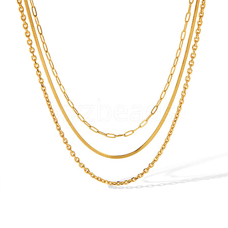 Stainless Steel Double Layer Necklaces for Women PW-WG2F46D-02-1