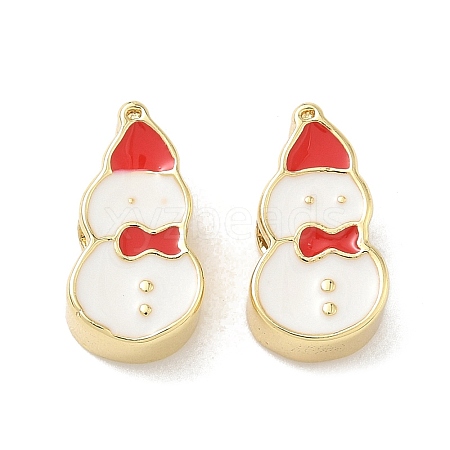 Christmas Brass Enamel Beads KK-I474-G09-1