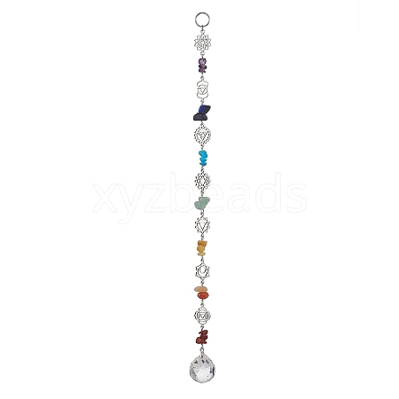 Teardrop Glass with Alloy Pendant Decoraton HJEW-JM02156-1