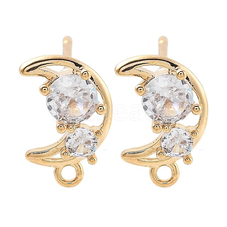 Brass Clear Cubic Zirconia Stud Earring Findings KK-A238-01D-G-1