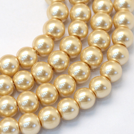 Baking Painted Pearlized Glass Pearl Round Bead Strands HY-Q003-6mm-42-1