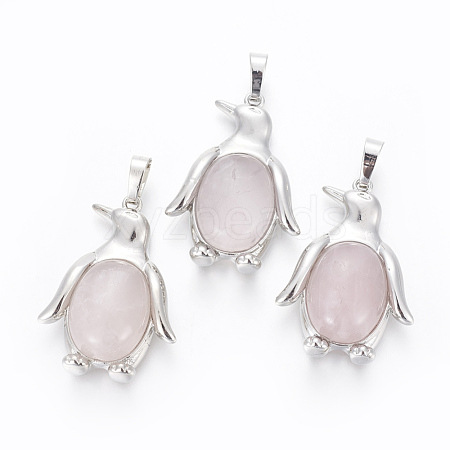 Natural Rose Quartz Pendants G-L512-A27-1