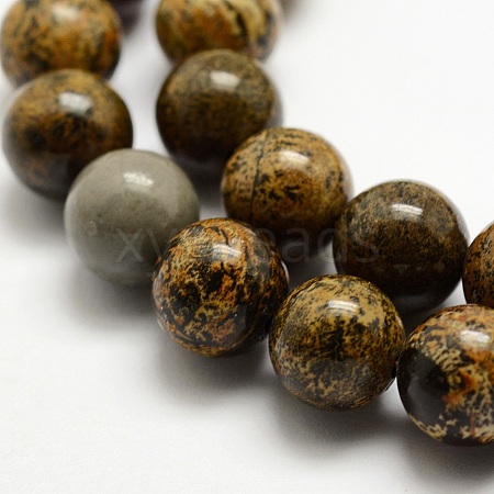 Natural Dendritic Jasper Beads Strands X-G-E382-07-6mm-1