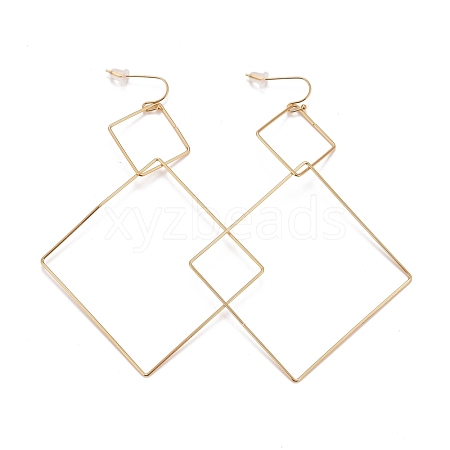 Ion Plating(IP) Rhombus 304 Stainless Steel Dangle Earrings for Women STAS-A057-18G-1
