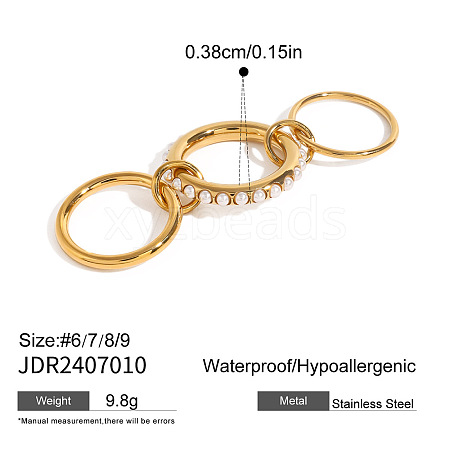 304 Stainless Steel with Plastic Pearl Finger Rings FS-WGBE181-08-1