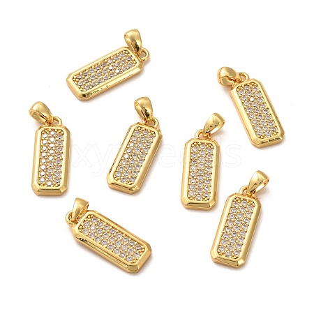 Brass Micro Pave Clear Cubic Zirconia Pendants ZIRC-P086-17G-1